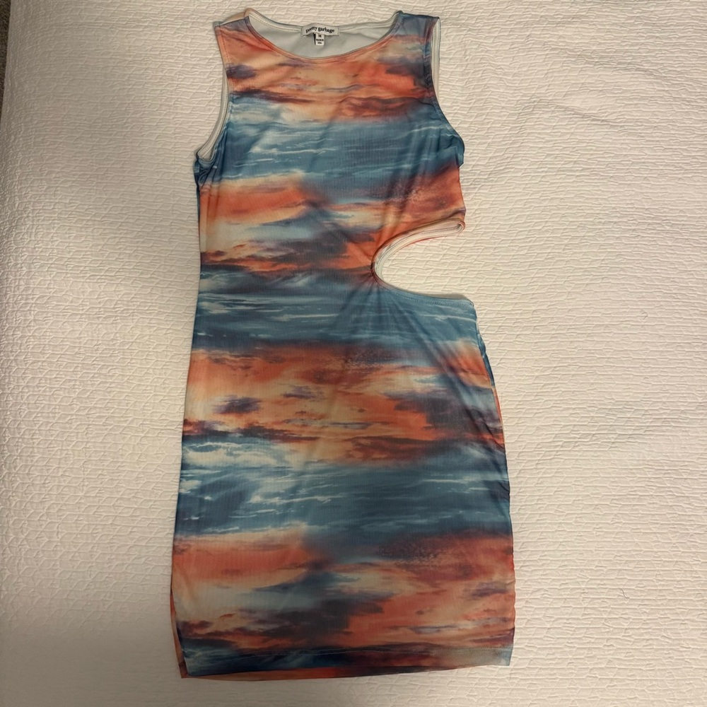 Pretty Garbage - Cutout Asymmetrical Sunset Dress in Blue and Orange - Size M